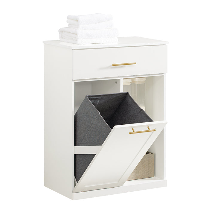 SoBuy | Mobile lavanderia | Cesta portabiancheria | Armadietto da bagno bianco | BZR66-W