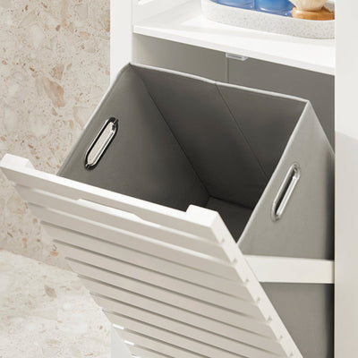 SoBuy | Mobile lavanderia con sacco portabiancheria | Cesto portabiancheria | Cesto portabiancheria Bianco | BZR67-W