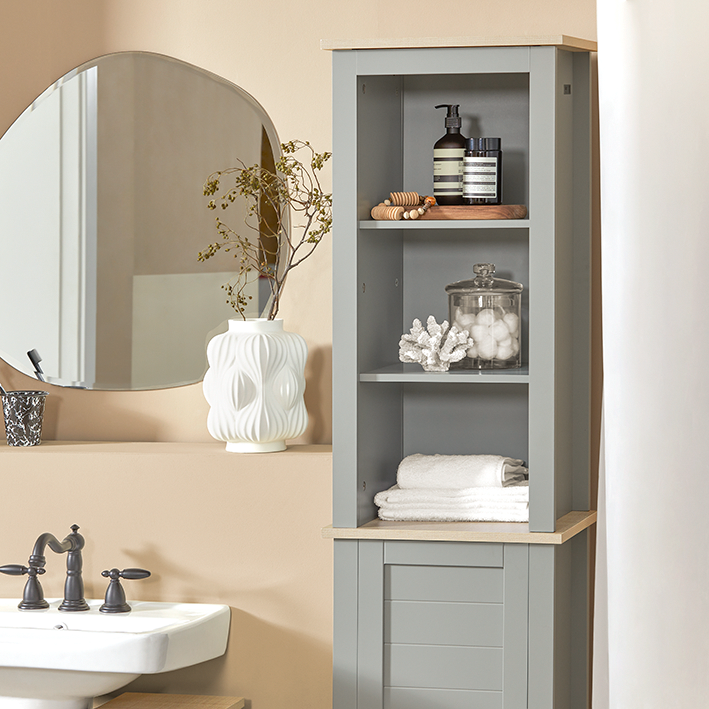 SoBuy | Mobile alto da bagno | Armadietto da bagno | Scaffale da bagno | Armadio da bagno | BZR68-HG