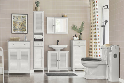 SoBuy | Armadietto alto da bagno | Armadio da bagno | Ripiano da bagno bianco | FRG236-W