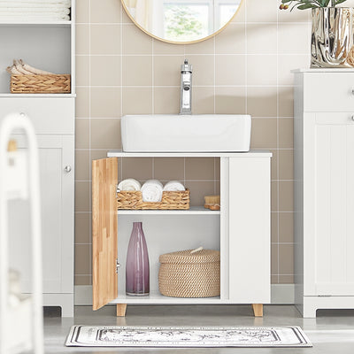 SoBuy | Meuble-lavabo | Lavabo | Armoire de salle de bain Blanc naturel | BZR75-W