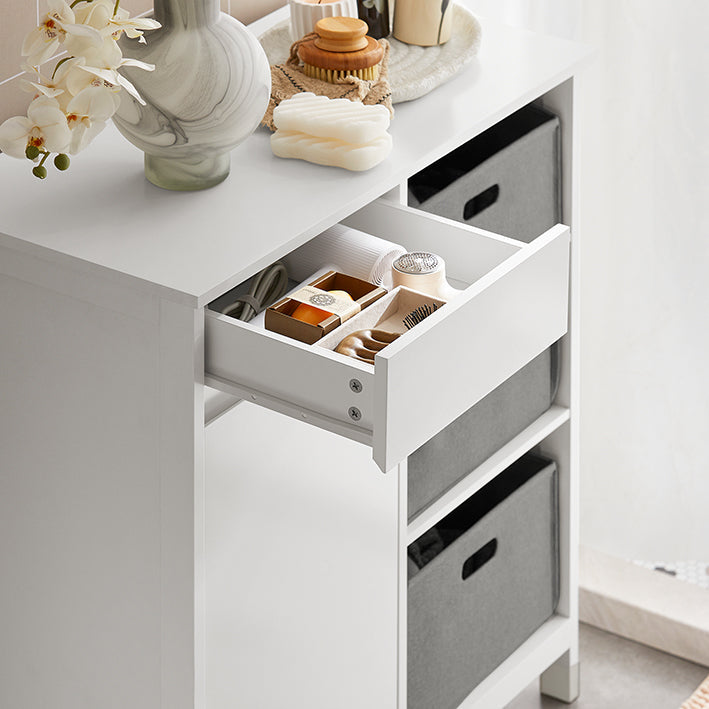 SoBuy | Wäscheschrank | Wäschesammler | Wäschekorb | Badezimmerschrank Weiß | BZR77-W