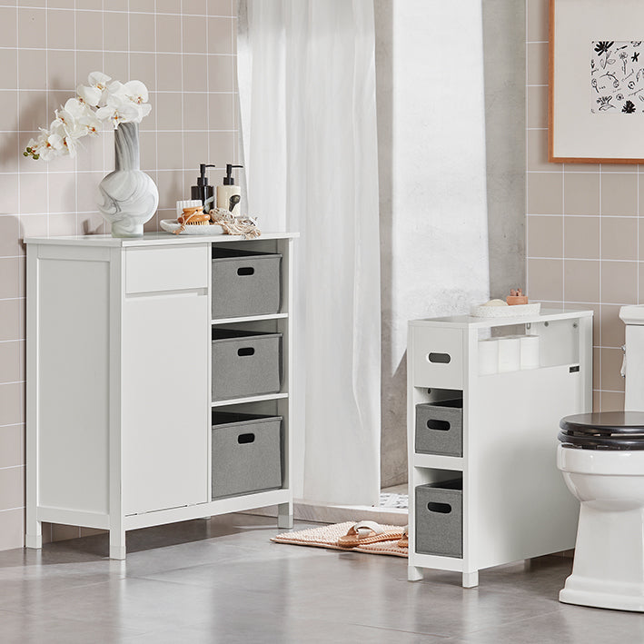 SoBuy | Wäscheschrank | Wäschesammler | Wäschekorb | Badezimmerschrank Weiß | BZR77-W