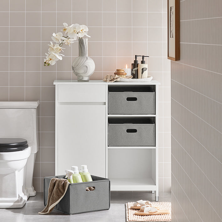 SoBuy | Armoire à linge | Panier à linge | Meuble de salle de bain blanc | BZR77-W