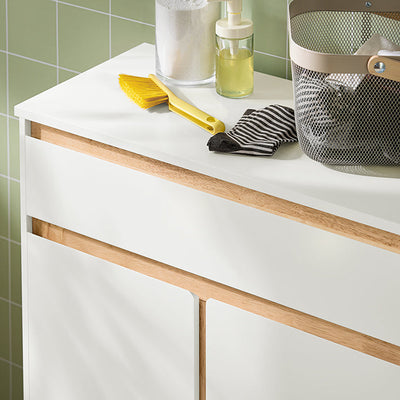 SoBuy | Mobile lavanderia con cesto portabiancheria | Portabiancheria | Mobile da bagno | Bianco | BZR79-W