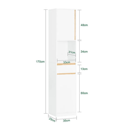 SoBuy | Colonna da bagno | Mobiletto bagno con 2 ante | Scaffale da bagno | Mobile da bagno | Bianco | BZR80-W