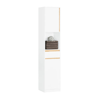 SoBuy | Colonna da bagno | Mobiletto bagno con 2 ante | Scaffale da bagno | Mobile da bagno | Bianco | BZR80-W