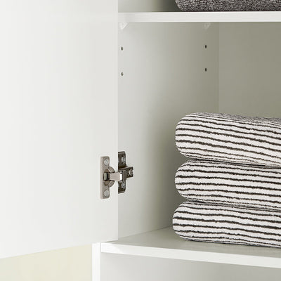 SoBuy | Colonna da bagno | Mobiletto bagno con 2 ante | Scaffale da bagno | Mobile da bagno | Bianco | BZR80-W