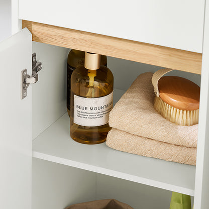 SoBuy | Armoire de salle de bain haute | Meuble de salle de bain à 2 portes | Étagère de salle de bain | Meuble de salle de bain | Blanc | BZR80-W 