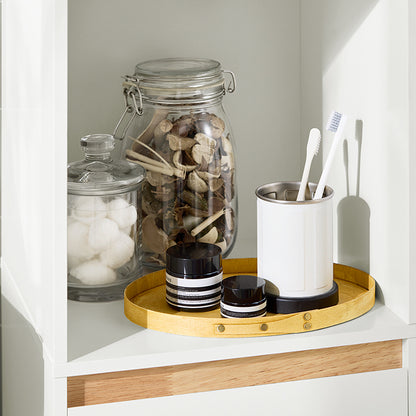 SoBuy | Armoire de salle de bain haute | Meuble de salle de bain à 2 portes | Étagère de salle de bain | Meuble de salle de bain | Blanc | BZR80-W 