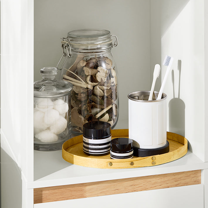 SoBuy | Colonna da bagno | Mobiletto bagno con 2 ante | Scaffale da bagno | Mobile da bagno | Bianco | BZR80-W