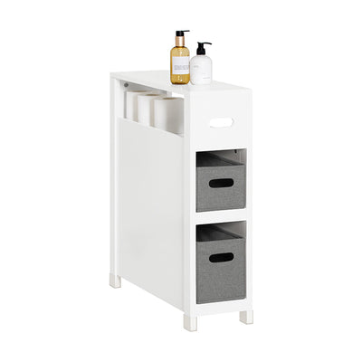 SoBuy | Scaffale a nicchia con 2 cestelli | Scaffale da cucina | Scaffale da bagno Bianco | BZR83-W