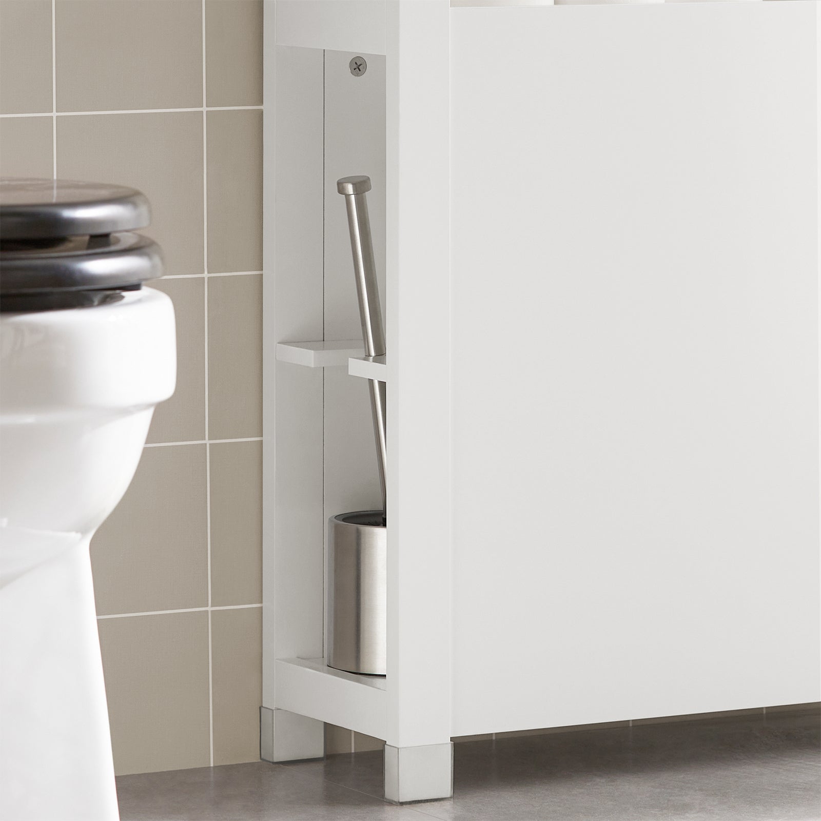 SoBuy | Scaffale a nicchia con 2 cestelli | Scaffale da cucina | Scaffale da bagno Bianco | BZR83-W