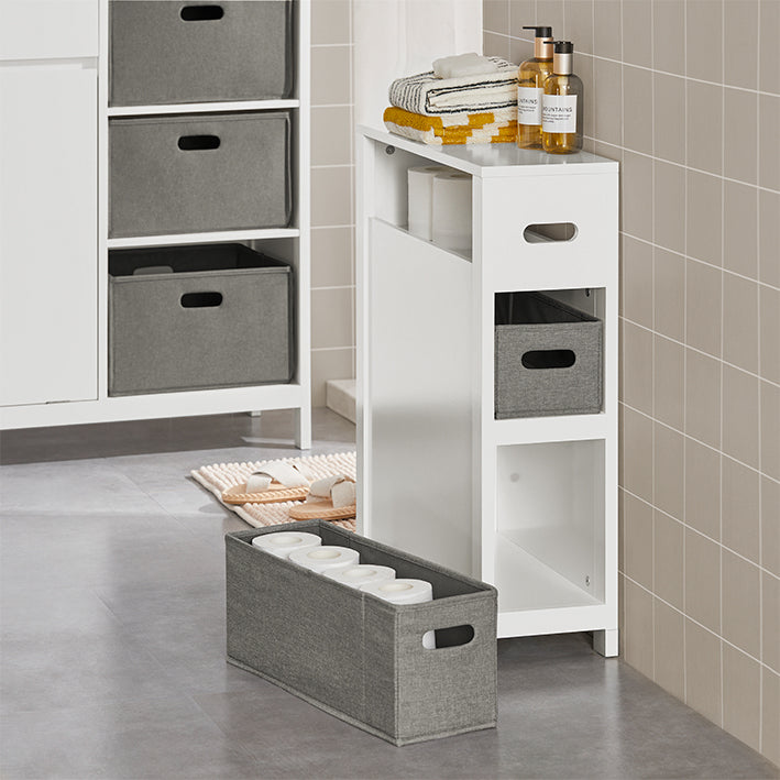 SoBuy | Scaffale a nicchia con 2 cestelli | Scaffale da cucina | Scaffale da bagno Bianco | BZR83-W
