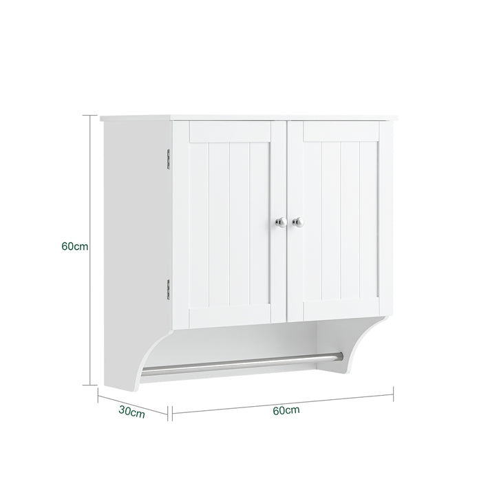 SoBuy | Armoire murale avec portes | Meuble de salle de bain | Armoire à pharmacie | Meuble mural | Blanc | BZR84-W 