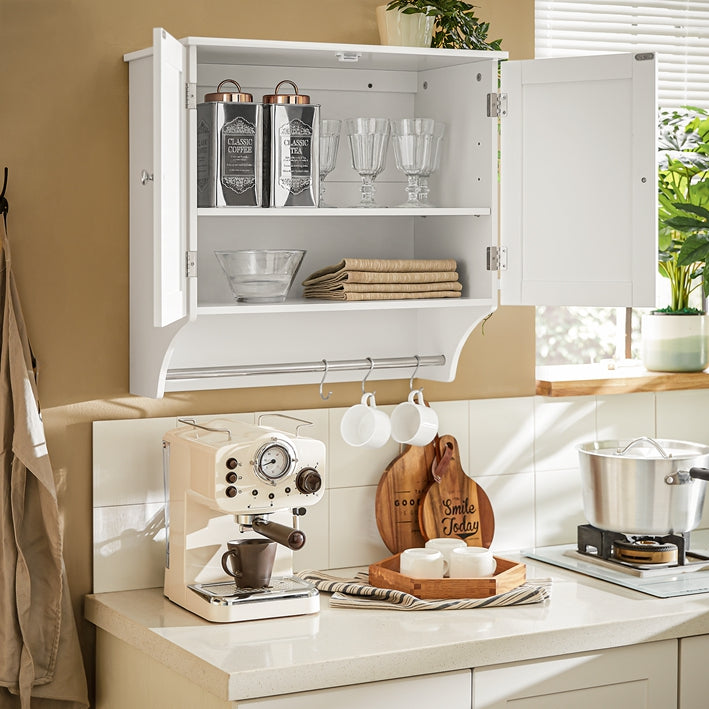 SoBuy | Armoire murale avec portes | Meuble de salle de bain | Armoire à pharmacie | Meuble mural | Blanc | BZR84-W 