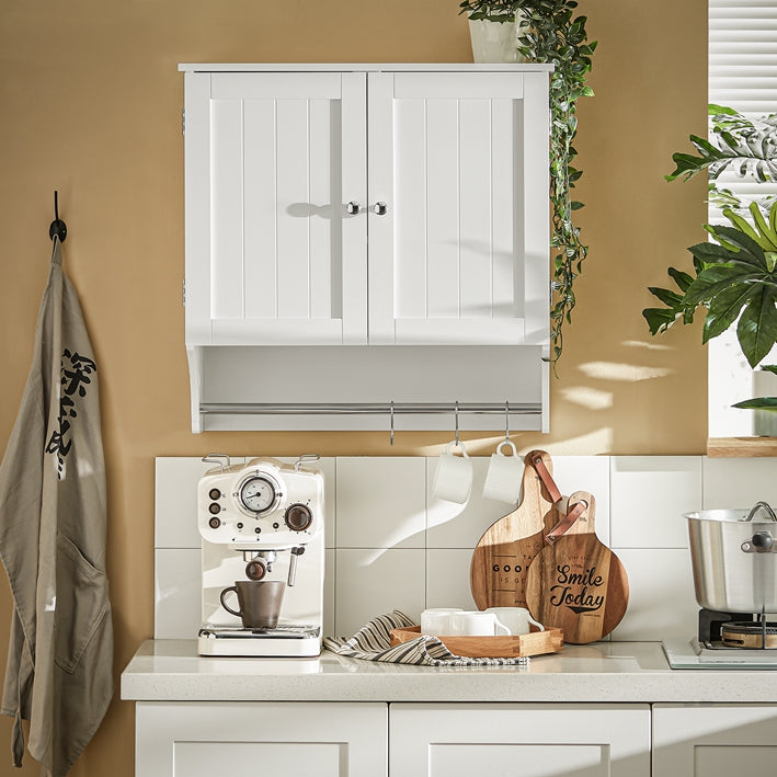 SoBuy | Pensile con ante | Mobiletto bagno | Armadietto dei medicinali | Armadietto a muro | Bianco | BZR84-W
