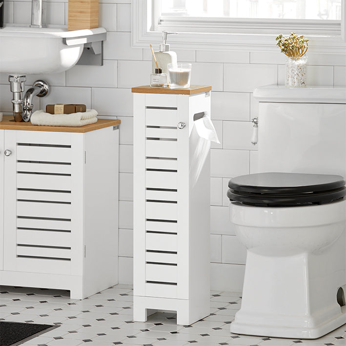 SoBuy | Porte-rouleau de papier toilette | Étagère de salle de bain | Meuble de salle de bain | BZR85-W