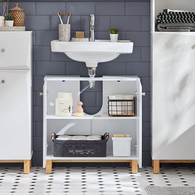 SoBuy | Mobile sottolavabo | Mobile bagno | Lavabo | Sottolavabo bianco | BZR92-W