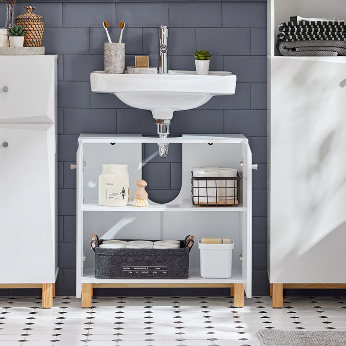 SoBuy | Mobile sottolavabo | Mobile bagno | Lavabo | Sottolavabo bianco | BZR92-W