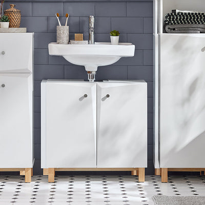 SoBuy | Mobile sottolavabo | Mobile bagno | Lavabo | Sottolavabo bianco | BZR92-W