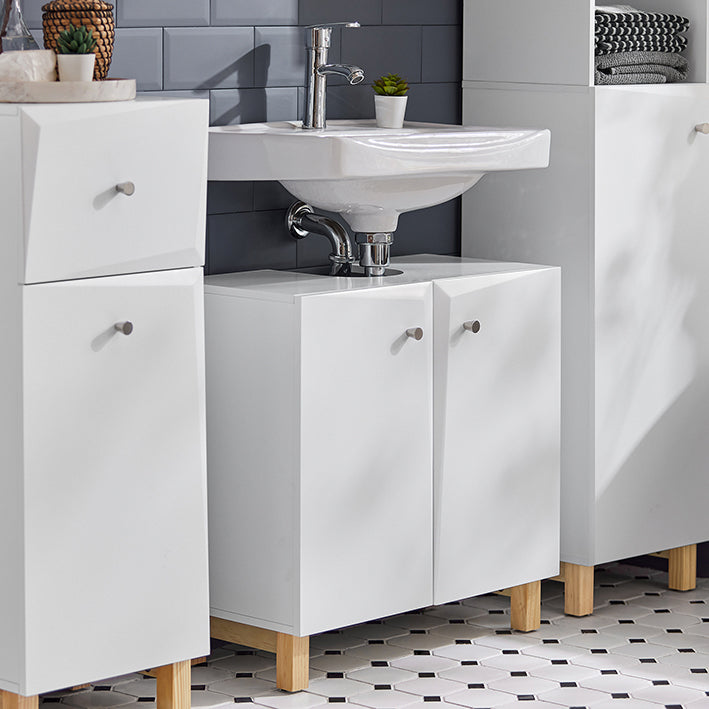 SoBuy | Mobile sottolavabo | Mobile bagno | Lavabo | Sottolavabo bianco | BZR92-W