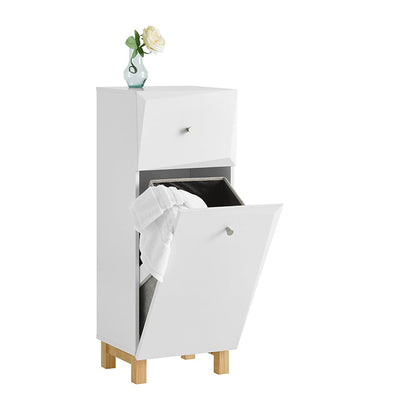 SoBuy | Armadio portabiancheria con cesto | Contenitore per biancheria | Cesto portabiancheria bianco | BZR93-W