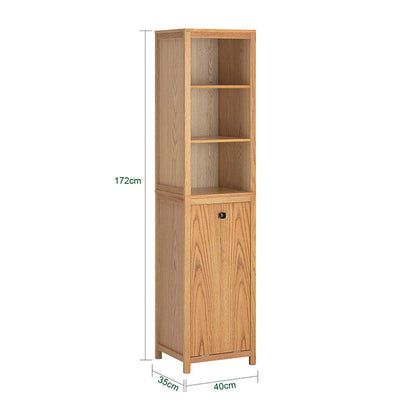 SoBuy | Mobile bagno stretto con sacco portabiancheria | Colonna bagno | Scaffale bagno | Naturale | BZR95-N