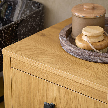 SoBuy | Wäscheschrank mit Wäschetruhe | Wäschesammler | Badschrank | Wäschesack | Dunkelnatur | BZR96-SN