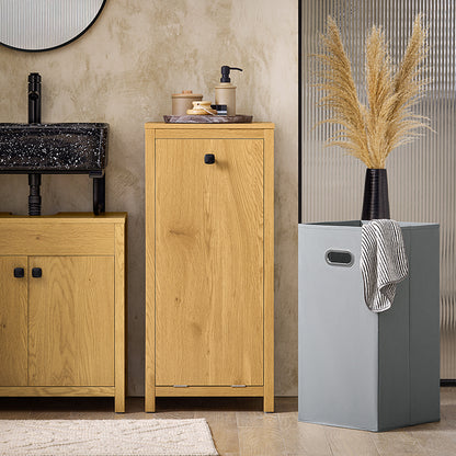 SoBuy | Wäscheschrank mit Wäschetruhe | Wäschesammler | Badschrank | Wäschesack | Dunkelnatur | BZR96-SN