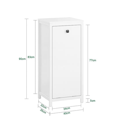 SoBuy | Wäscheschrank mit Wäschetruhe | Wäschesammler | Badschrank | Wäschesack | Weiß | BZR96-W
