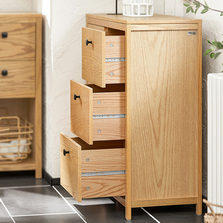 SoBuy | Armoire à linge avec sac à linge pliable | Armoire de salle de bain | Panier à linge | Naturel | BZR97-N