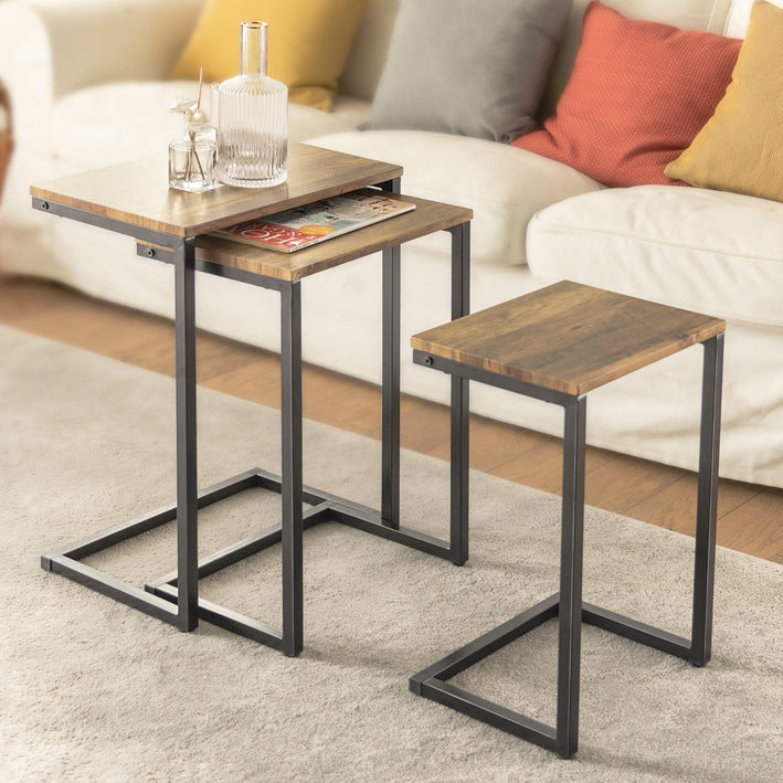 SoBuy | Set di 3 tavolini | Tavolino da divano | Tavolino da salotto | FBT102-F