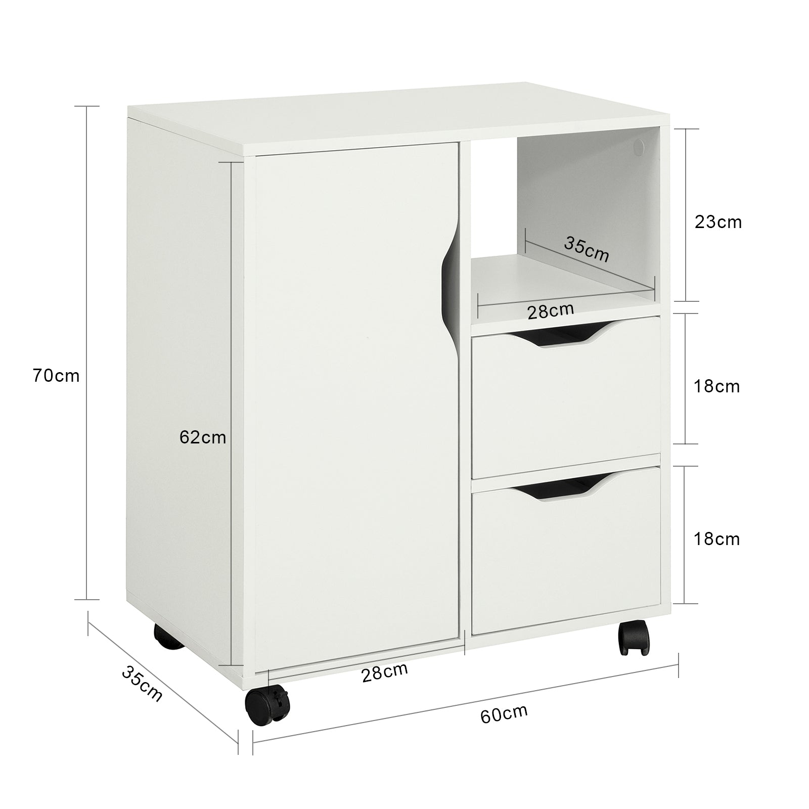 SoBuy | Tavolino Stampante con Cassetto | Tavolino da Salotto | Tavolino Basso Bianco | FBT105-W