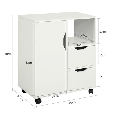 SoBuy | Table roulante imprimante avec tiroir | Table d'appoint | Table basse Blanche | FBT105-W