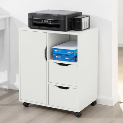 SoBuy | Table roulante imprimante avec tiroir | Table d'appoint | Table basse Blanche | FBT105-W