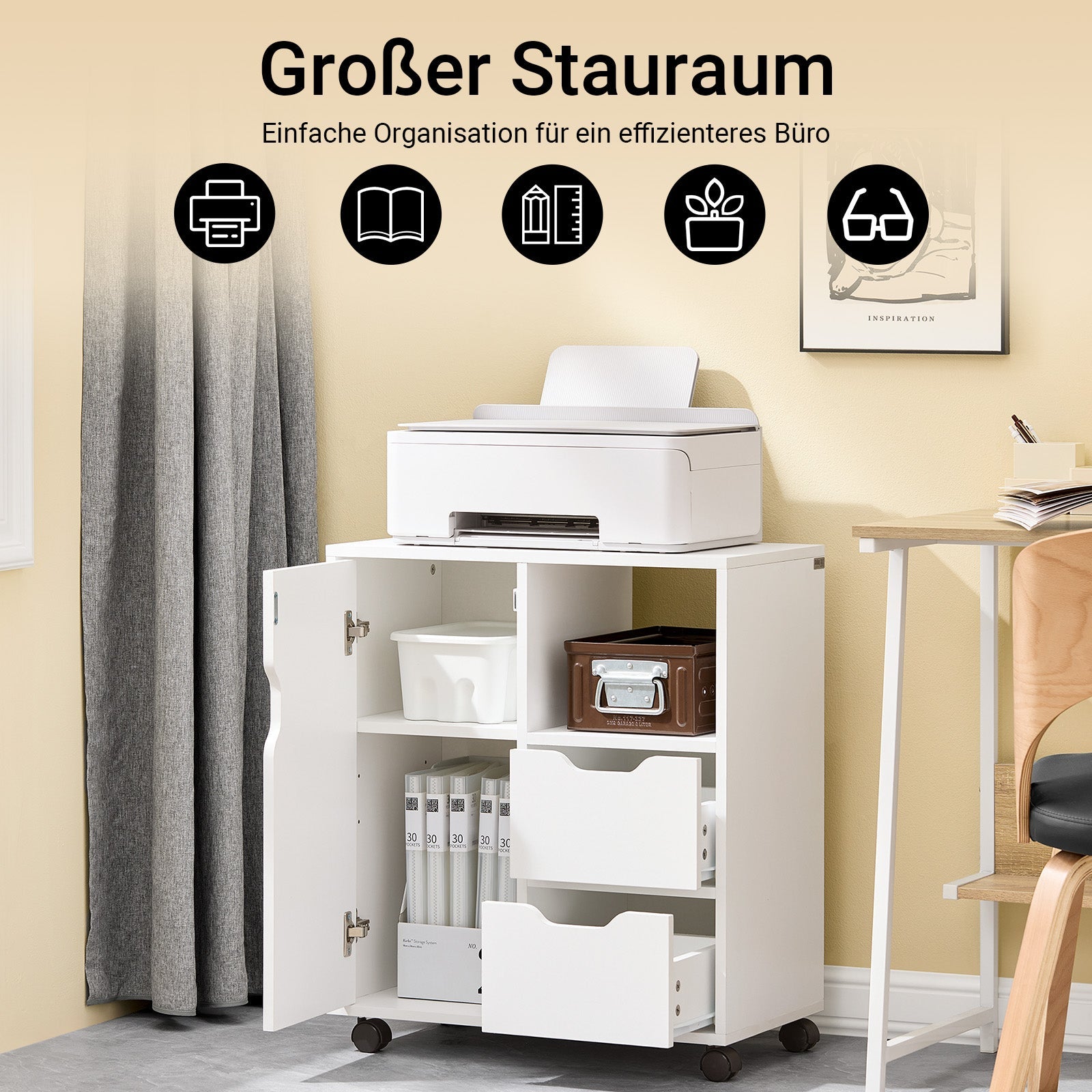 SoBuy | Tavolino Stampante con Cassetto | Tavolino da Salotto | Tavolino Basso Bianco | FBT105-W