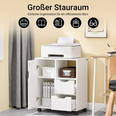 SoBuy | Table roulante imprimante avec tiroir | Table d'appoint | Table basse Blanche | FBT105-W