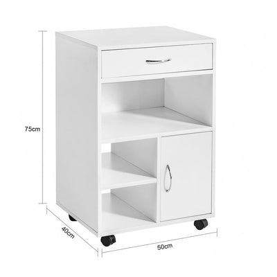 SoBuy | Meuble d'imprimante avec tiroir | Table d'appoint | Table basse Blanche | FBT106-W