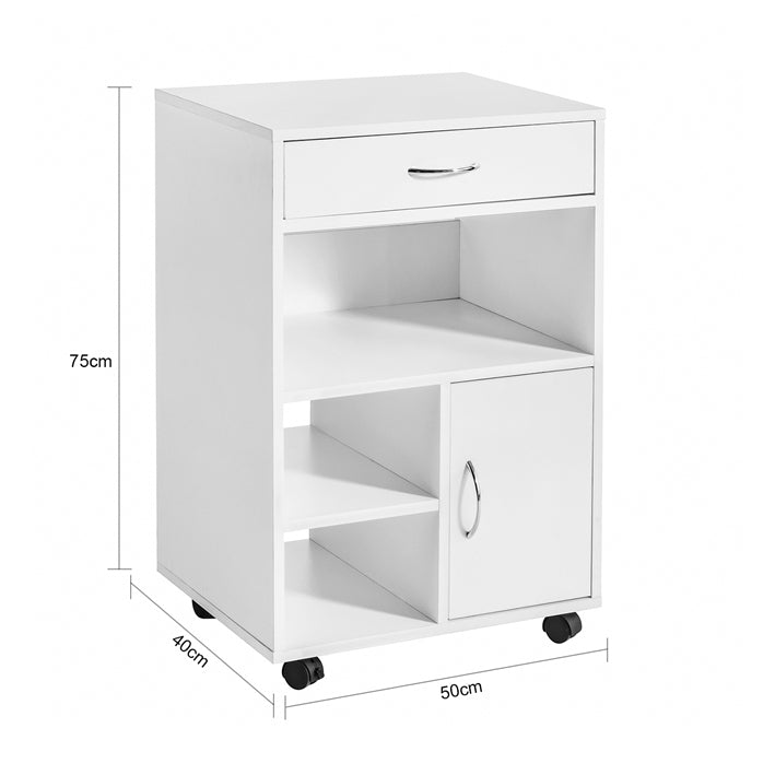 SoBuy | Meuble d'imprimante avec tiroir | Table d'appoint | Table basse Blanche | FBT106-W