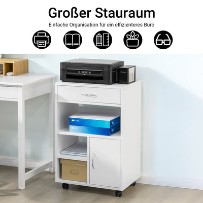 SoBuy | Meuble d'imprimante avec tiroir | Table d'appoint | Table basse Blanche | FBT106-W