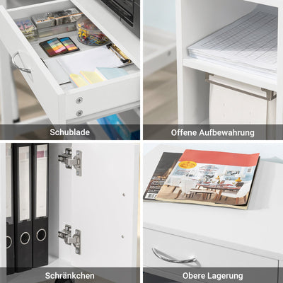 SoBuy | Meuble d'imprimante avec tiroir | Table d'appoint | Table basse Blanche | FBT106-W