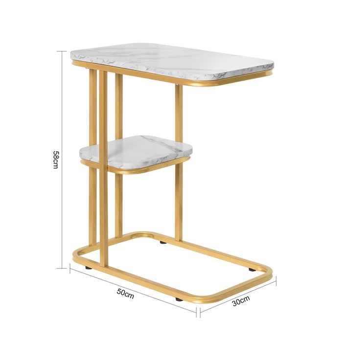 SoBuy | Tavolino | Tavolino da letto con struttura in metallo dorato | Tavolino da divano | FBT110-G