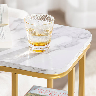 SoBuy | Table d'appoint | Table de soin avec structure métallique dorée | Table basse canapé | FBT110-G