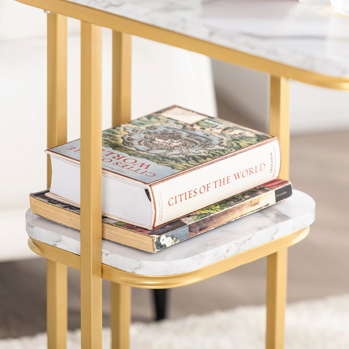 SoBuy | Table d'appoint | Table de soin avec structure métallique dorée | Table basse canapé | FBT110-G