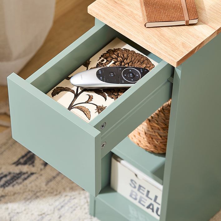 SoBuy | Comodino stretto | Tavolino con cassetto | Verde | 20x61x35cm | FBT111-GR