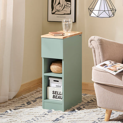 SoBuy | Comodino stretto | Tavolino con cassetto | Verde | 20x61x35cm | FBT111-GR