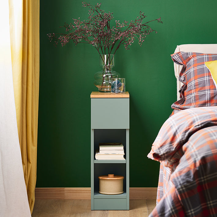SoBuy | Comodino stretto | Tavolino con cassetto | Verde | 20x61x35cm | FBT111-GR