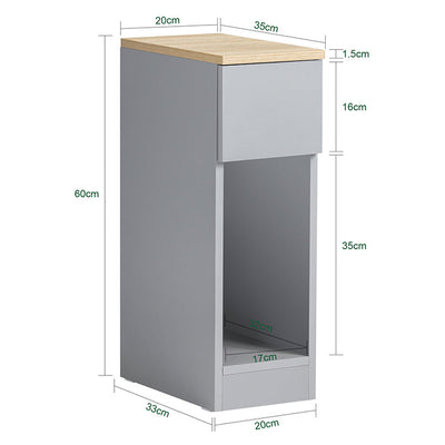 SoBuy Table de Chevet Lot de 2 Étroites Tables d'Appoint avec Tiroir Gris Clair 20x60x35cm FBT111-HGx2