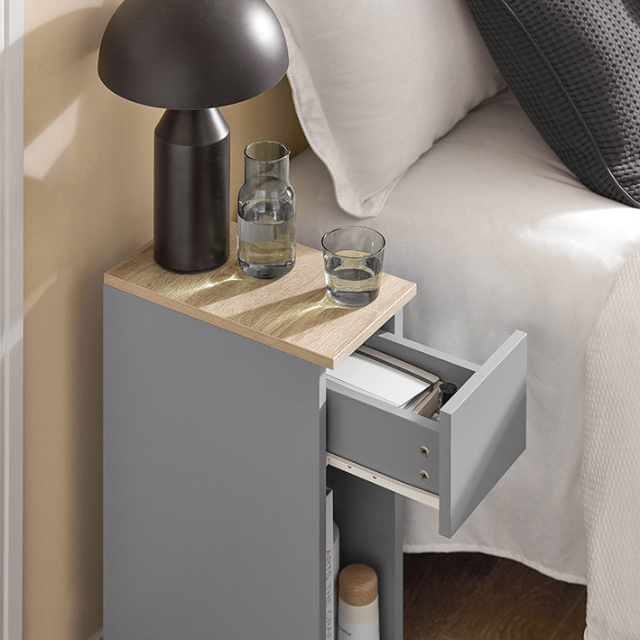 SoBuy Nachttisch schmal | mit Schublade | Hellgrau 20x60x35cm | FBT111-HG